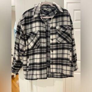 Zara Black and White Plaid Jacket
